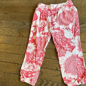 Pink And White Pants With Hummingbirds And Flowers